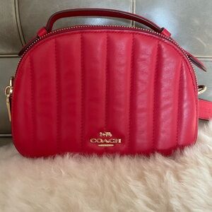 Coach Cherry Red Leather Quilted Crossbody Bag